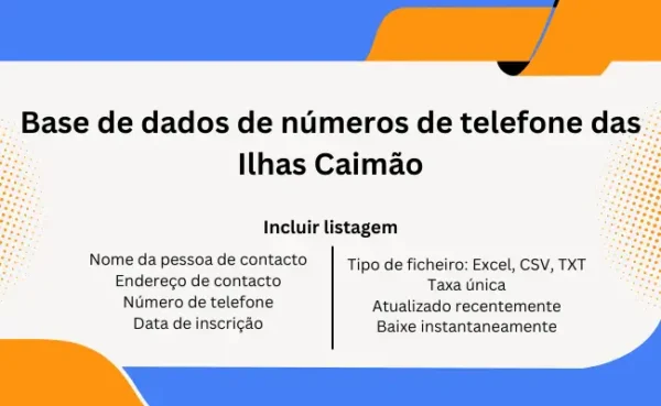 Base de dados de números de telefone das Ilhas Caimão